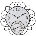 A06-066 Garden Treasures Indoor Outdoor Steel Modern Thermometer Clock 825564130136
