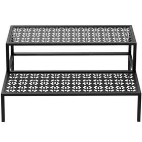 Aboxoo 758283799783 Metal Plant Stand 2 Tier Potted Multiple Flower Pot Holder Shelf Indoor