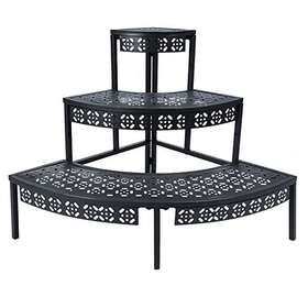 Aboxoo 760033410923 3 Tier Plant Stand Flower Pot Rack Metal Stair Step Style Corner Shelf Planters