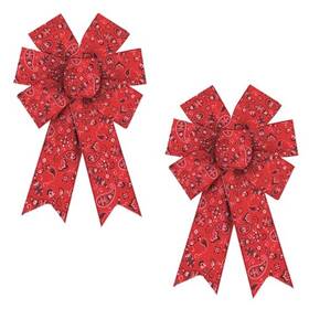 Abtols Bow-fm-lc-240313-red 2pcs Bandana Floral Wreath Bows Vintage Paisley Indian Decorative Red
