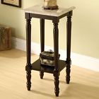 Accent Table Plant Stand White Marble Top Wood Telephone Square Cherry 847289037897