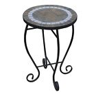 Ace Trading Round Plant Stand Tile Top Folding Metal Base Table Flower Patio Garden Decor 781119970391