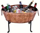 Achla Designs Copper Finished Steel Embossed Oval Planter Stand With Flowers 719908321864
