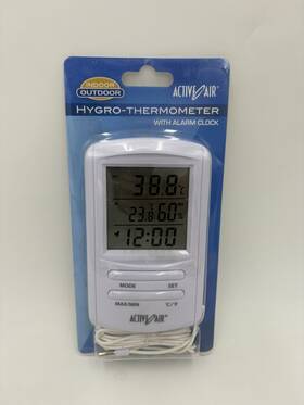 426435 Active Air Hygro-thermometer With Built In Alarm Clock/timer. 9ft Cable
