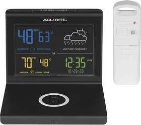 Acurite 01193m Weather Forecaster With Wireless Charging Pad Alarm Black