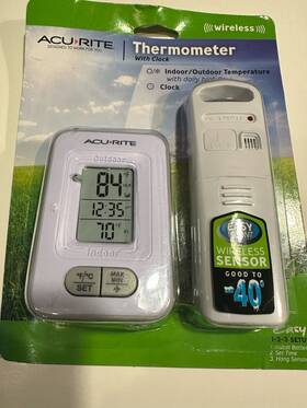 02044w2 Acurite Wireless Indoor Outdoor Digital Temperature Thermometer Clock And Memory