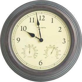 01063 Acurite 034443735199 15-inch Combo Clock With Thermometer And Hygrometer Copper Patina