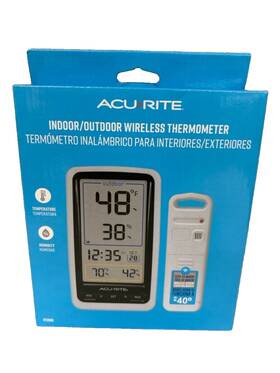 Acurite 072397011280 Indoor Outdoor Wireless Thermometer With Humidity And Clock Digital