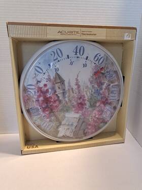 Acurite 072397018838 12 Inch Wall Indoor Or Outdoor Thermometer Flowers Judy Buswell Made In Usa