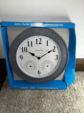 52476754 Acurite 20 Inch Outdoor/indoor Wall Clock With Thermometer And Humidity Faux Concrete