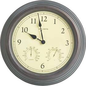 01063 Acurite 947714872076 15-inch Combo Clock With Thermometer And Hygrometer Copper Patina