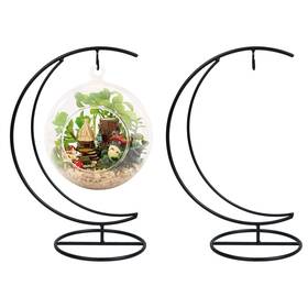Akamino 681599700573 Ornament Display Stand 2 Pack Half Moon Air Flower Plant Pot -