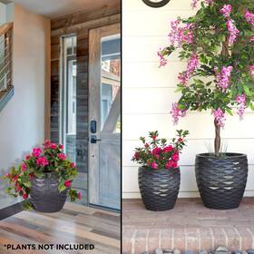 Alpine Corporation 821559746719 Indoor/outdoor Embossed Wave Planters Grey