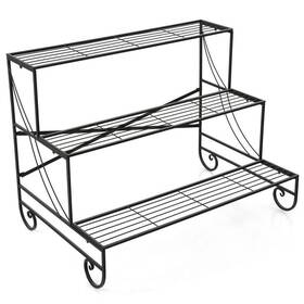 108cknp660 Angeles Home Plant Stand 37.5 Inch X 28 25 Metal 3-tier Indoor/outdoor Black