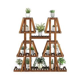 398ckgt92gd Angeles Home Plant Stands 45 Inch Hx45 Wx11 D 5-tier Outdoor Wood With 10-potted Brown