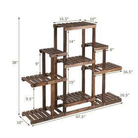 Ck35-gt74 Angeles Home Indoor/outdoor Plant Stand 38 Inch Carbon Baking Wood Material 6-tiered