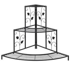 M32-8gt01 Angeles Home Plant Stand Specialty 3-tier Steel Corner Indoor/outdoor Black