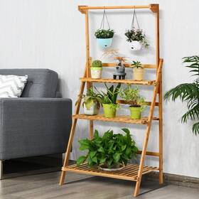 M60-8hw295 Angeles Home Plant Stand Indoor/outdoor With 3-tier 13 Lb Wood Weather Resistance
