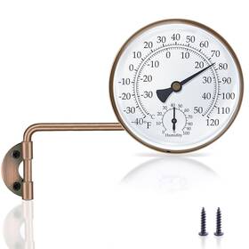 Hjwdj6-brass Aqqwxyq 6 Inch Brass Outdoor Thermometer Temperature Gauge With Humidity Anal