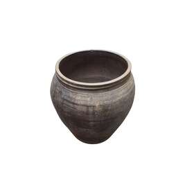 Artissance 684357975176 Vintage Round Pottery Pot 17.3 Inch Tall Gray Black