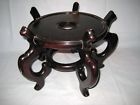 Asian 10 Pedestal Display Bowl Plant " Stand Fish Vase Vtg. Wood Oriental Pot