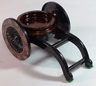 180316 Asian Stand Planter Oriental Vintage Rickshaw Pedestal Holder Plant Cart