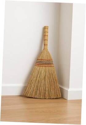B Unique Ags58796 Lightweight Corn Broom 75cm Natural Straw With Reinforced