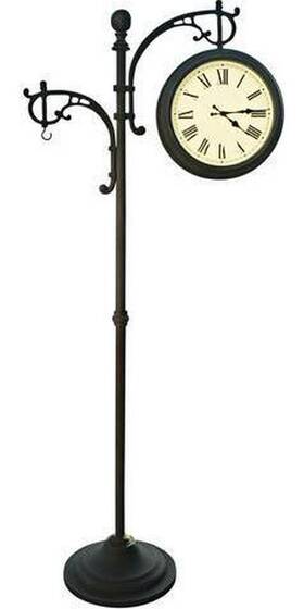 M21035g Backyard Creations Outdoor Patio Garden Double Face Weather Gauge Pedestal Clock Analog Thermometer