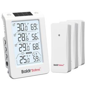 Baldrtherm 978312631998 Solar Photosensitive Three Channel Thermo-hygrometer Wireless Temperature And