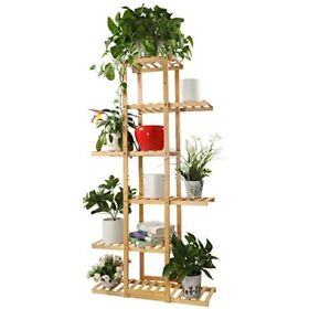 Bamboo Plant Shelf Indoor Outdoor Shelving Stand