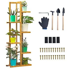 Bamboo Plant Stand 7 Potted Rack Indoor And Outdoor 6 Tier Wood Flower Holde
