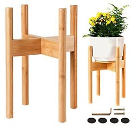 Bamboo Wood Plant Stand Indoor Adjustable Fits 8 10 And 12 Inch Pots