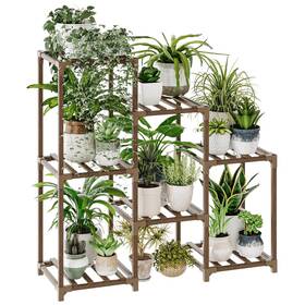 Bamworld 746740523835 Stand Indoor Wood Plant Shelf Outdoor Tiered Rack For Multiple Plants