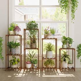 Bamworld 746740711379 4 Sets Of Package Plant Stands Combo Indoor Outdoor Plants For Living