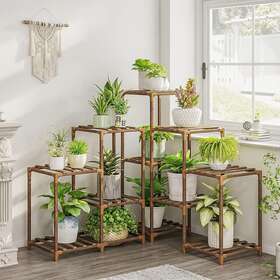 Plant-03 Bamworld Plant Stand Indoor Outdoor Corner Shelf 11 Potted Large Holder New