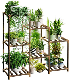 Bamworld Plant Stand Indoor Stands Wood Outdoor Tiered Shelf For Mul