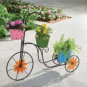 Bayn 768443996297 Bicycle Planter Stand Metal Flower Pot Cart Holder With 3 Plant Bucket Outdoor D