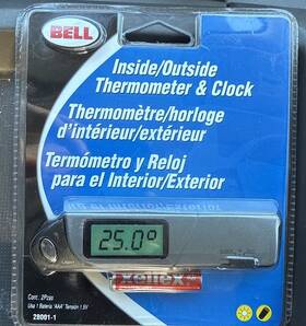 28001-1 Bell 076027280015 Automotive Inside-outside Thermometer And Clock - New