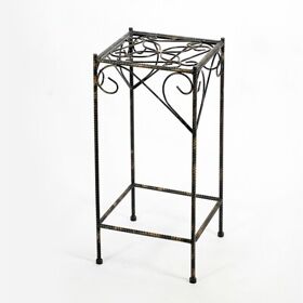 Bm216725 Benjara Scrolled Metal Frame Plant Stand With Square Top Black L