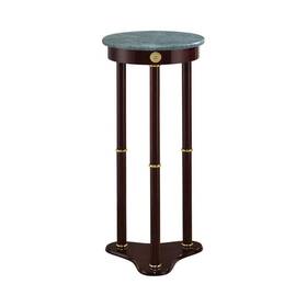Bm69281 Benjara Plant Stand Round Marble Top Rubberwood Tripod Cherry Brown