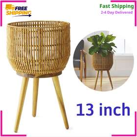 Better Homes & Gardens 580110561498 And Brown Round Resin Planter Stand Set With Wood Legs New