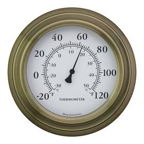 Bjerg Instruments B00vscf7ca 8 Inch Antique Brass Indoor/outdoor Wall Thermometer - Analog Decorative