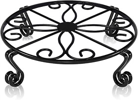 Black Plant Stand For Flower Pot Heavy Duty Potted Holder Indoor Outdoor Metal R
