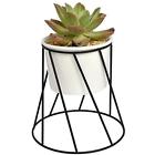 Bn171025005c Black Pots Geometric Iron Rack Metal Holder With Small White
