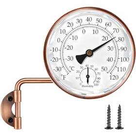 Bot4inch 763077924326 4 Inch Brass Outdoor Thermometer Swivel Wall-mount Temperature Gauge
