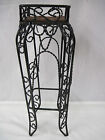 Bottom-17.25 Unbranded Black Wrought Iron Decor Plant Stand With Wicker Tall Nt