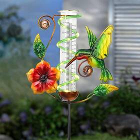 Brand Bayn 788412245591 36.3 Inch Rain Gauge Outdoor Solar Powered 10 Leds 7 Tube Hummingbird