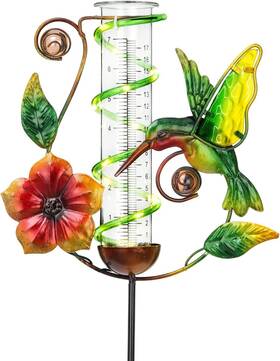 Brand Lewis&wayne 768492841401 36.3 Inch Hummingbird Rain Gauge Outdoor 7 Glass Tube