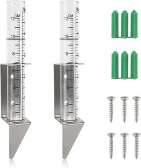 08201 Brand Nqeuepn 2pcs Rain Gauges Outdoor 5 Inch Capacity Glass Gauge With 2 In 1