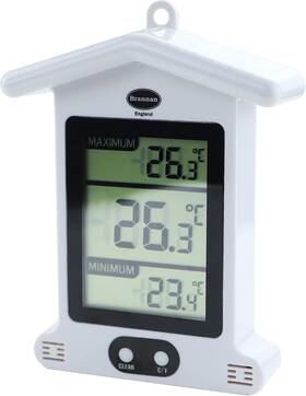 Brannan 011405124326 Digital White Greenhouse Thermometer Inch Stylish Weatherproof Max Min Thermom